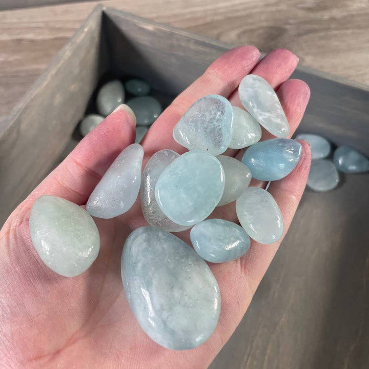 Aquamarine Tumbled Stones in Bulk - Sold by the Pound