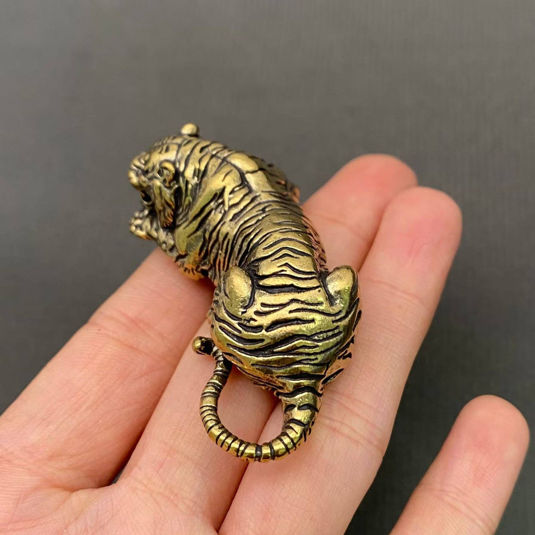 Handcrafted Tiger Brass Desktop Ornament for grounded spiritual decor and intentional living