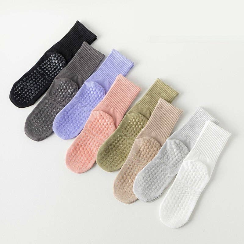Pink Solid Color Yoga Grip Socks for mindful movement and coastal studio wear