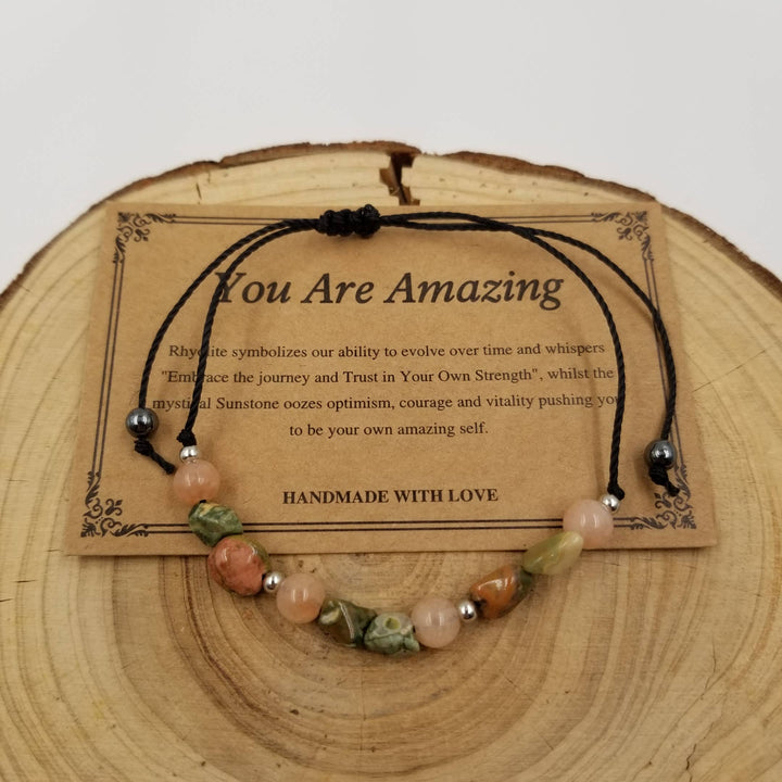 You Are Amazing Natural Stone Bracelet with chakra-healing card meaningful gift
