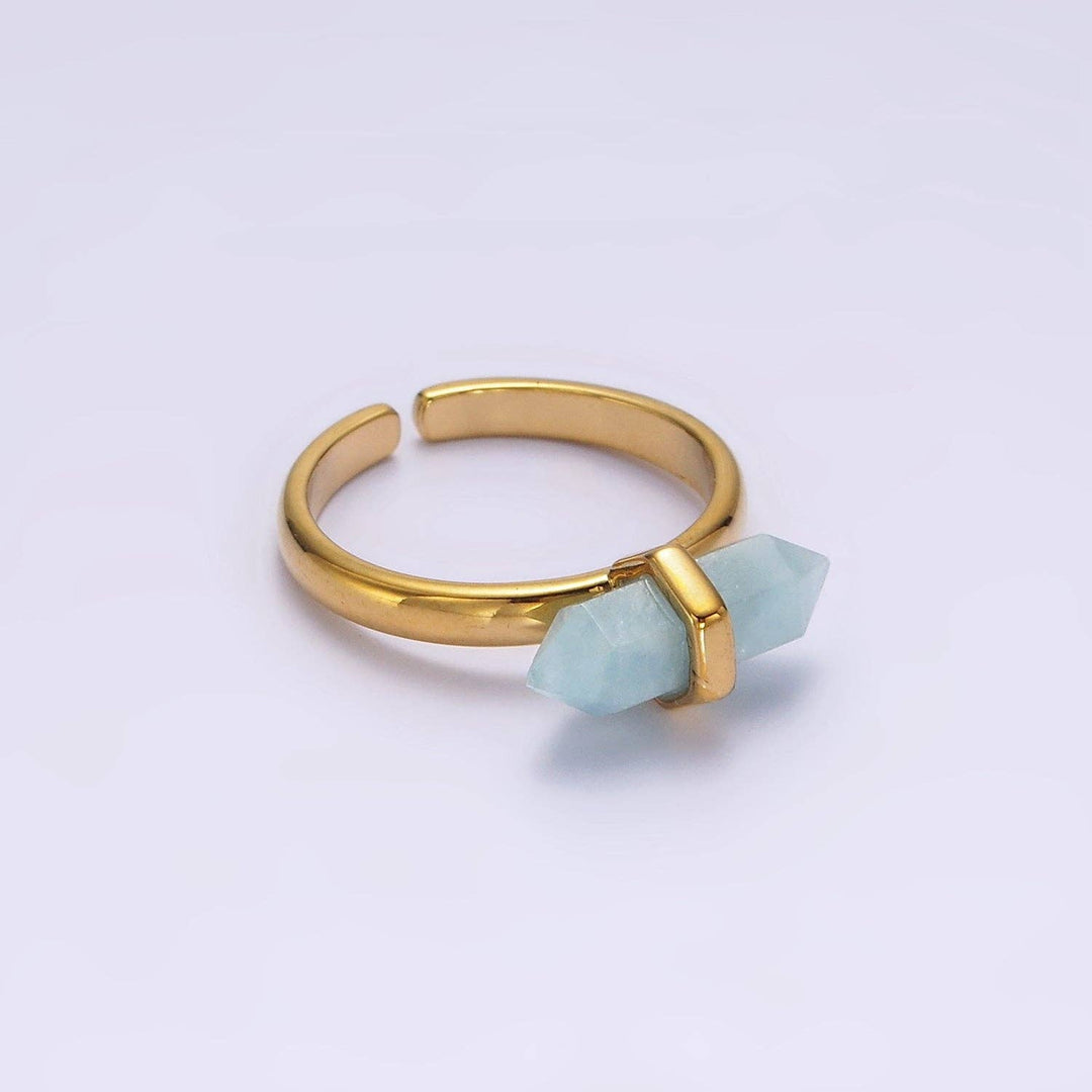 Adjustable Gemstone Wand Ring Gold Filled boho spiritual jewelry for coastal souls