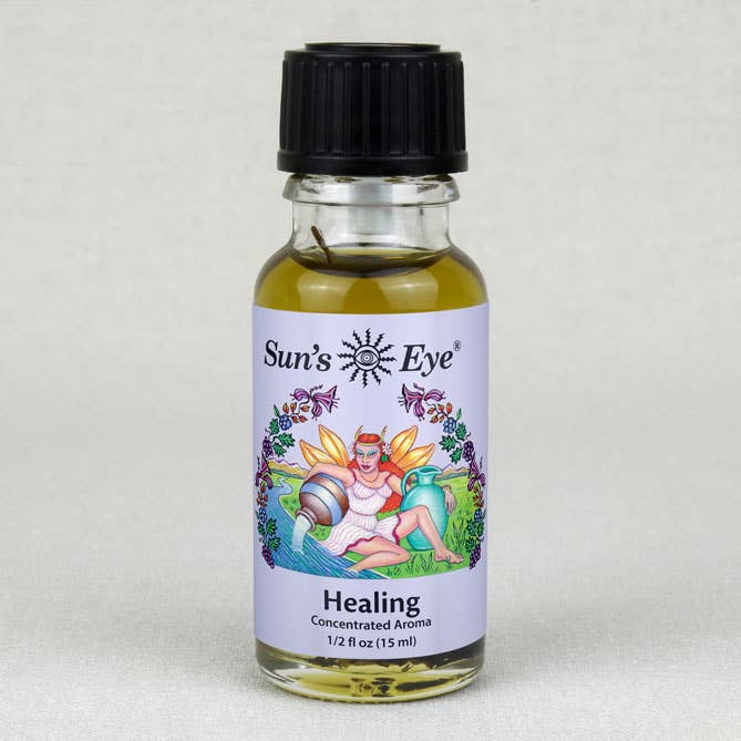 Healing Essential Oil blend in a small coastal wellness boutique bottle