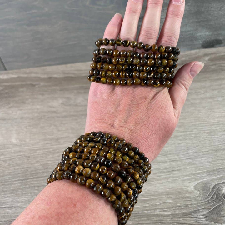 Healing crystal bracelets 6mm round natural gemstone stretch boho coastal jewelry