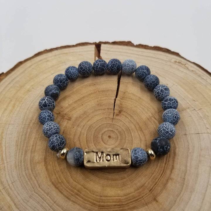 Brown MOM Stone Bracelet handcrafted gift for mothers from Anchored Soul Boutique