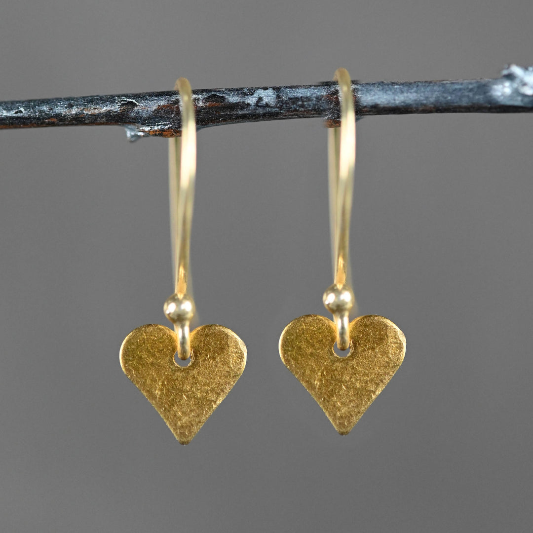 Small 18k Gold Plated Hearts Dangle Earrings