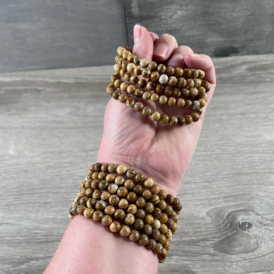 Healing crystal bracelets 6mm round gemstone stackable stretch boho coastal jewelry