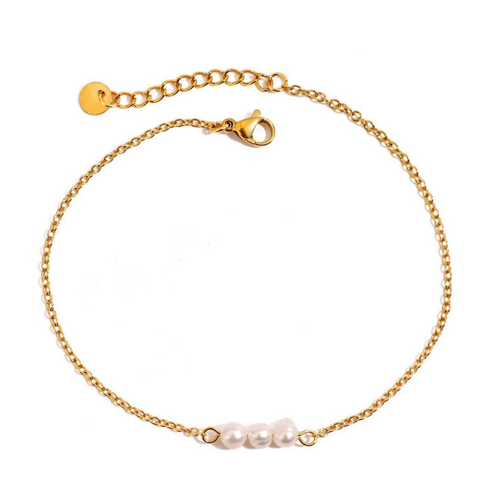 18K Gold Freshwater Pearl Anklet