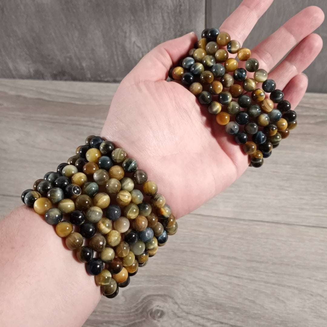 Healing Crystal Bracelets 8mm Round stackable gemstone jewelry for coastal boho style
