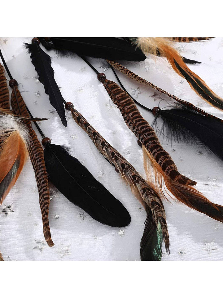 Boho Dark Feather Hair Clip in earth tones for coastal hippie festival style