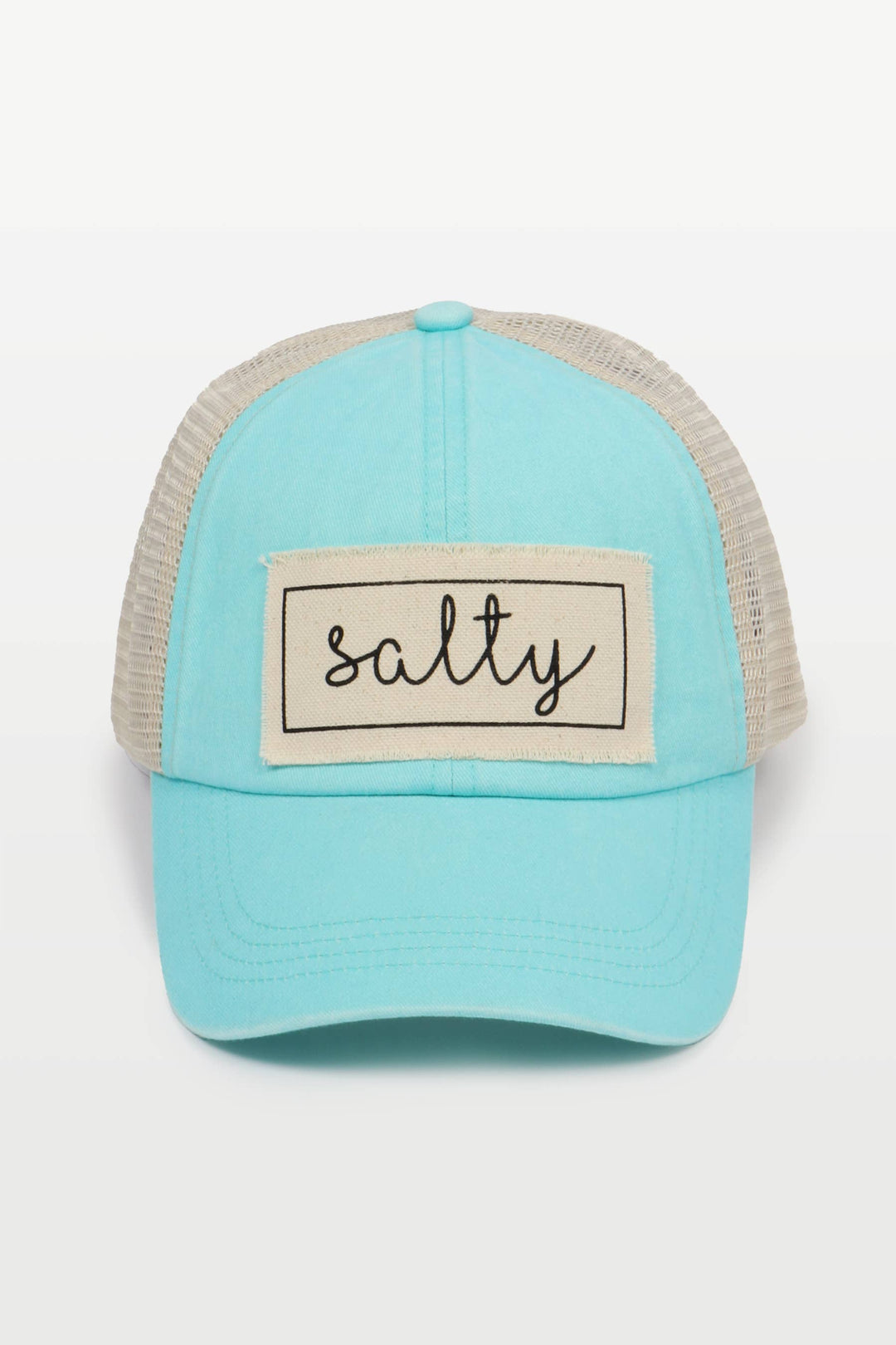 Salty Canvas Patch Mesh Back Baseball Cap for coastal boho beach lovers