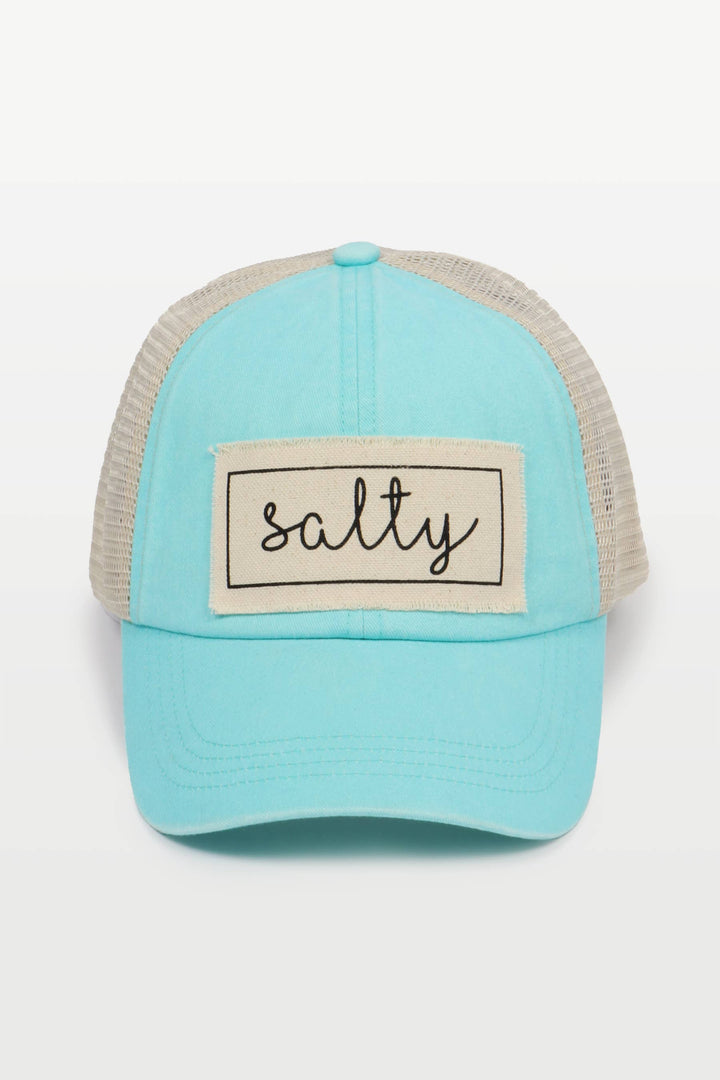 Salty Canvas Patch Mesh Back Baseball Cap for coastal boho beach lovers
