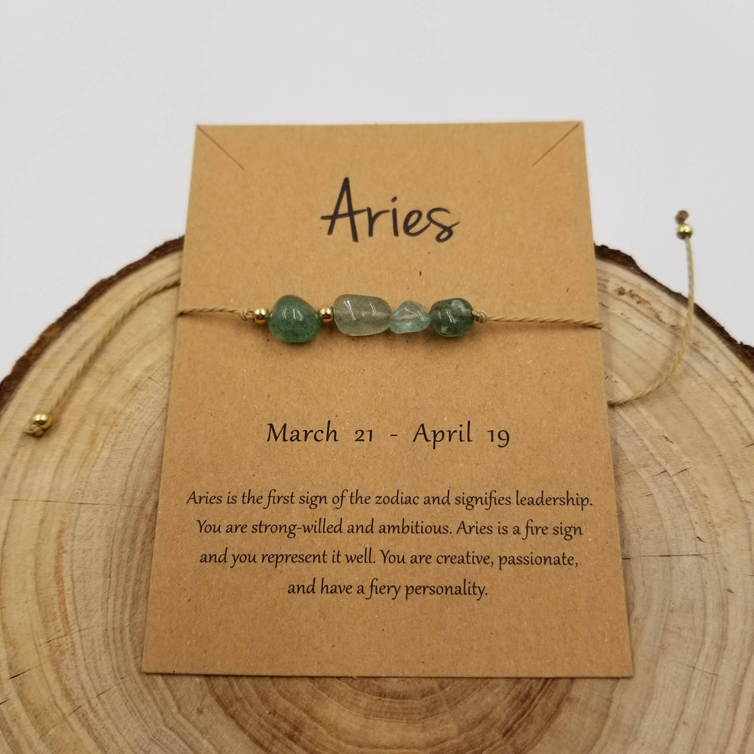 Natural stone handwoven Taurus constellation bracelet with card from Anchored Soul boutique