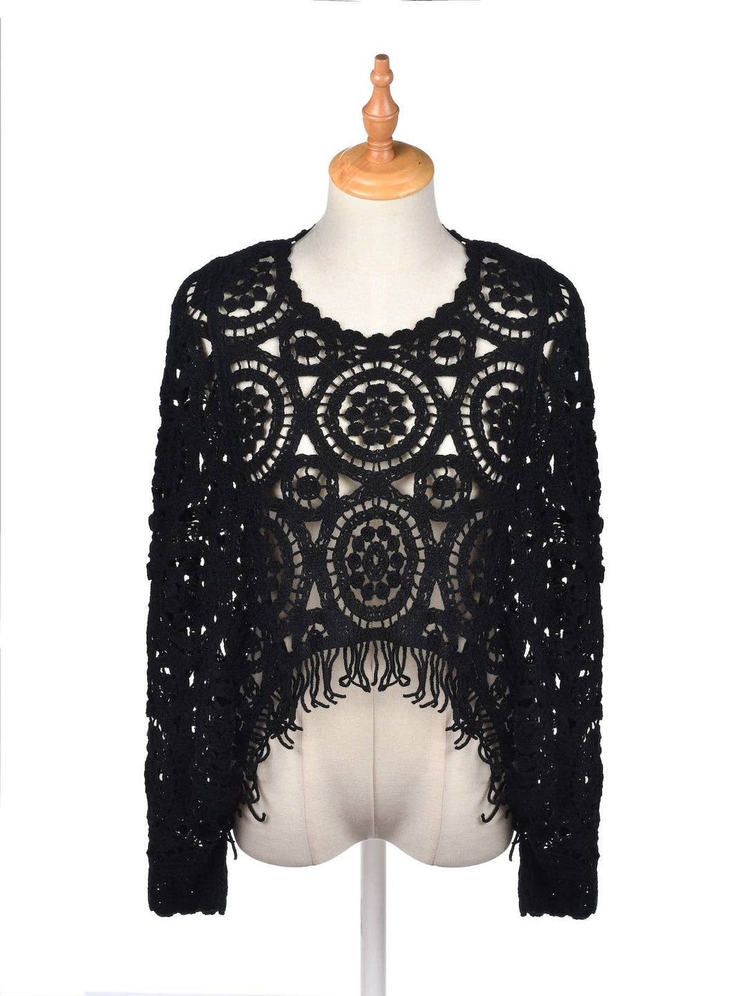 Vintage Hollow Knit Batwing Sweater in open knit coastal boho style