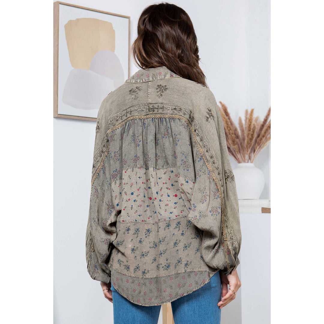 Long Sleeve Patchwork, Zodiac &amp; Constellation Design Top