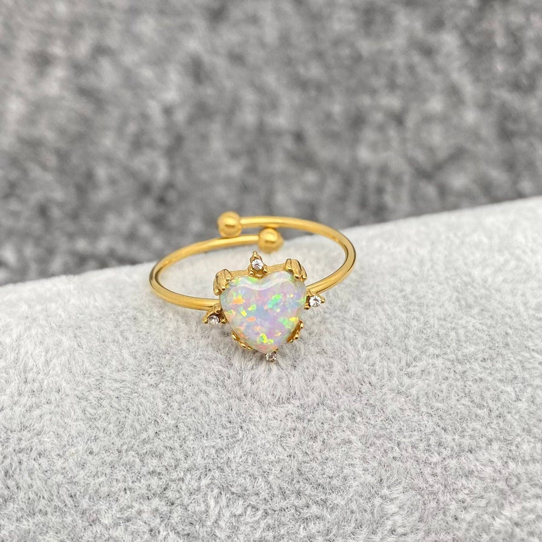 Lucky Opal Ring 18K gold plated stainless steel boho coastal jewelry