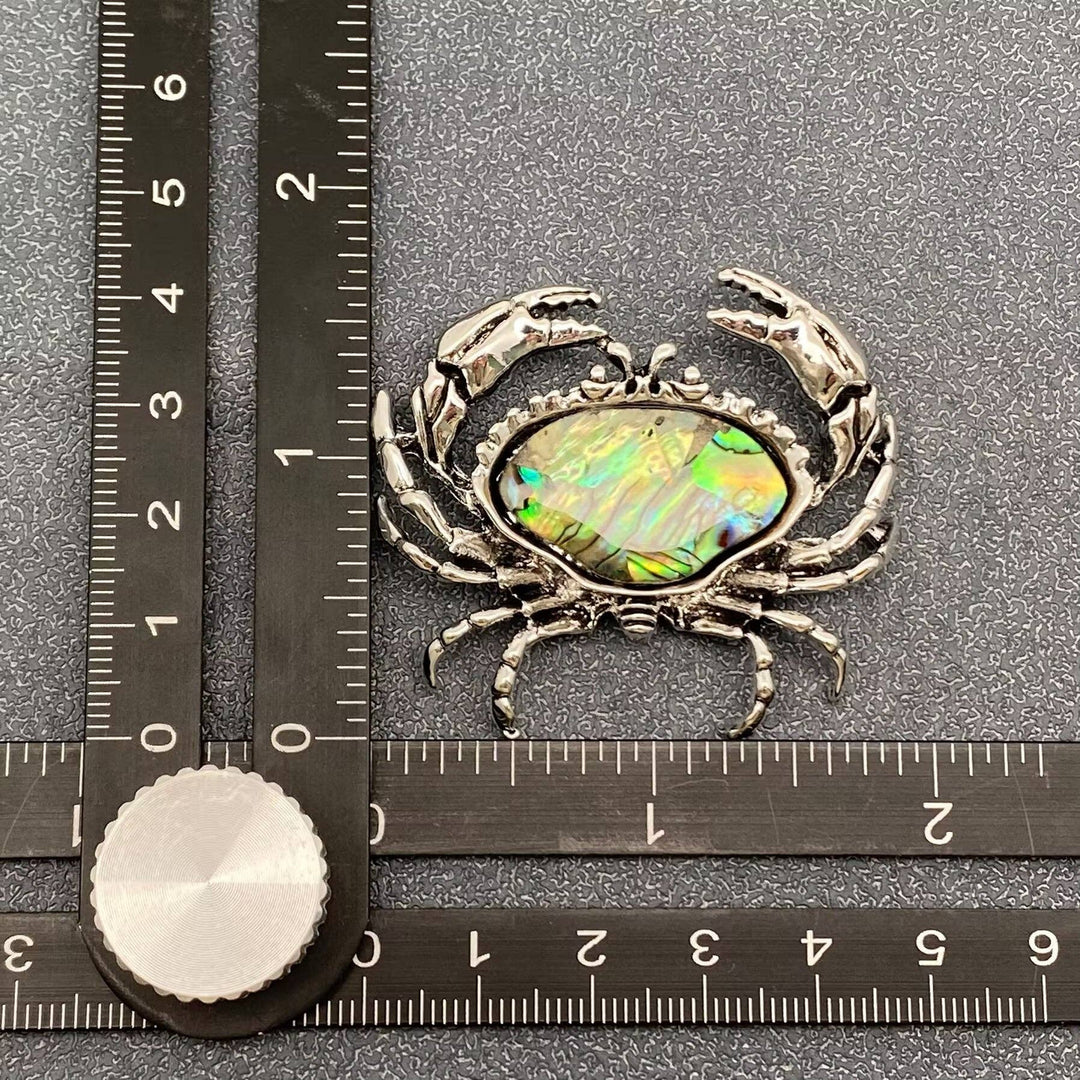 Abalone Shell Silver Tone Crab Brooch