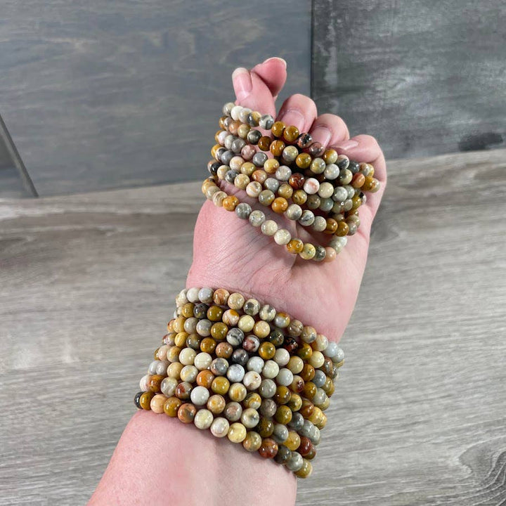 Healing crystal bracelets 6mm round natural gemstone boho coastal spiritual jewelry