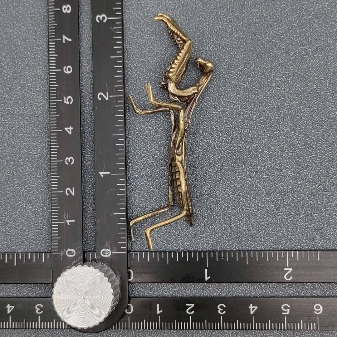 Brass Mantis Desktop Ornament handcrafted boho good luck spiritual coastal decor