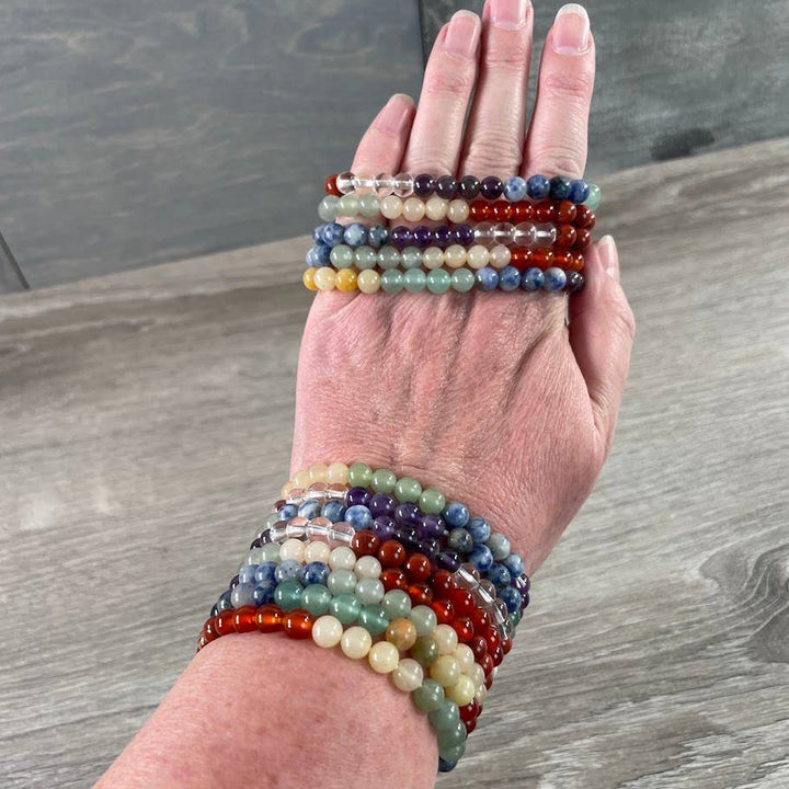 Healing crystal bracelets 6mm round beads for boho coastal spiritual jewelry stacking