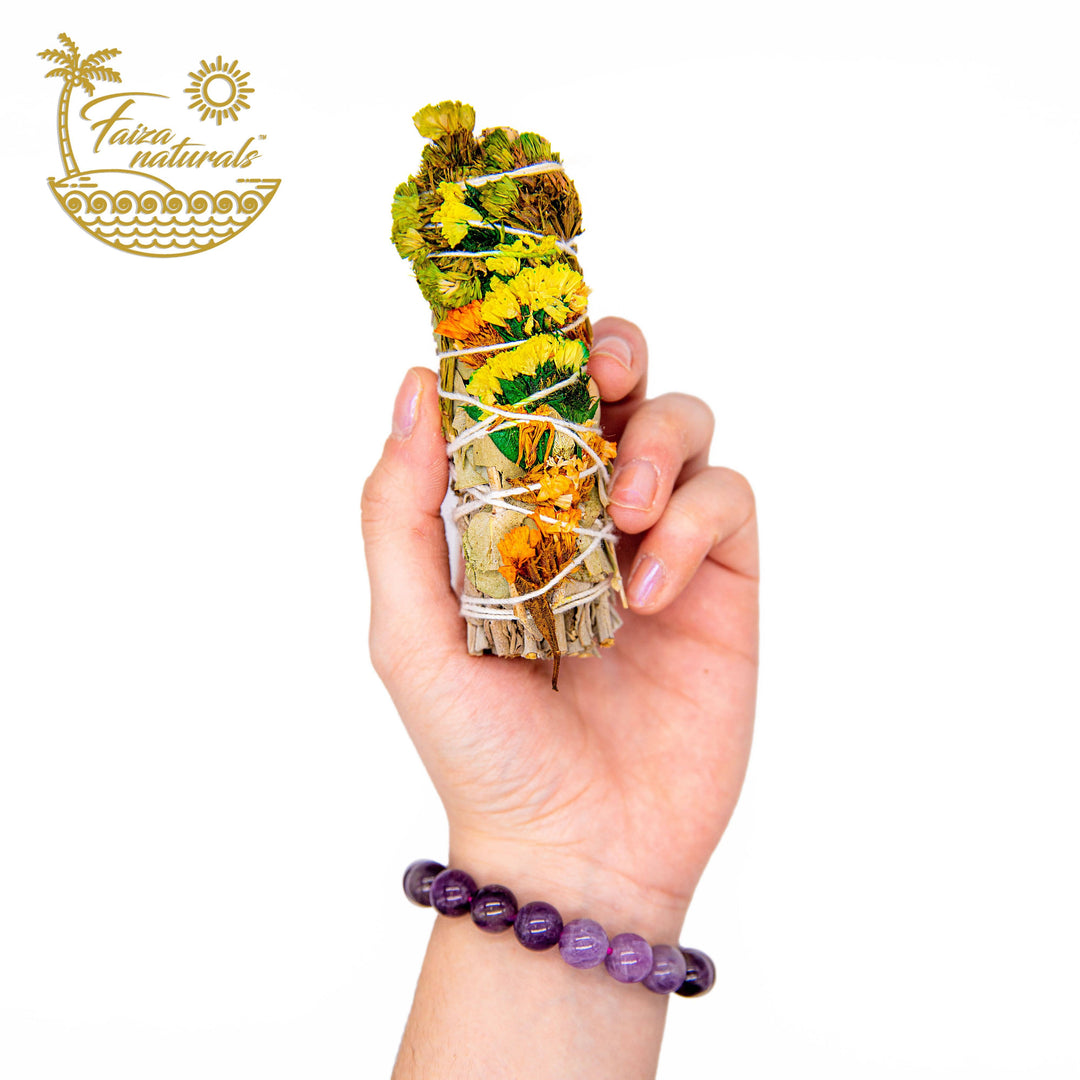 Handcrafted Spring Sinuata and Eucalyptus with White Sage Bundle for coastal energy clearing