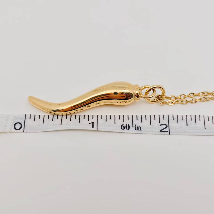 Chili-Shaped Charm Stainless Steel Gold-plated Necklace -FGS