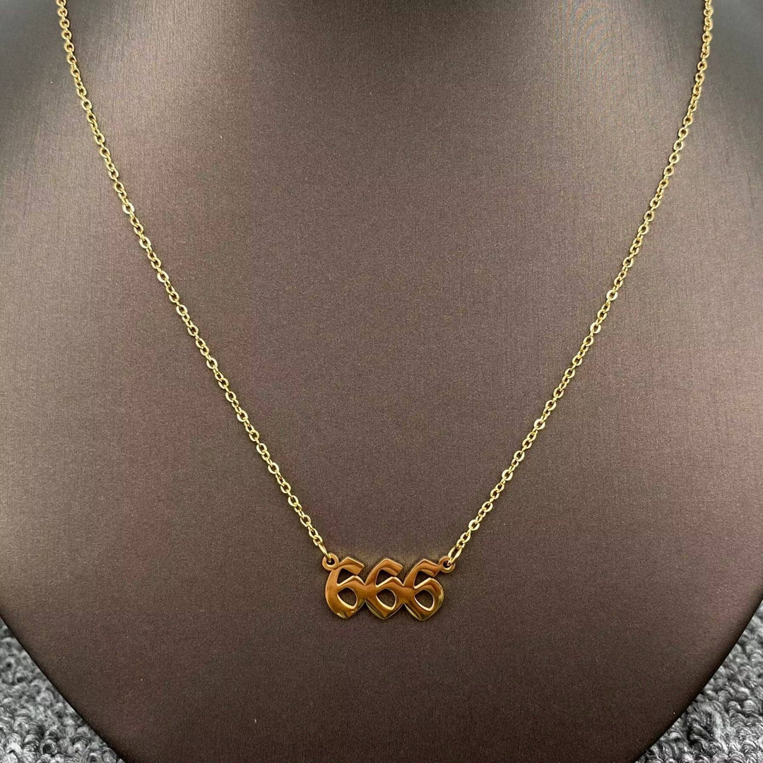 18K gold plated Lucky Angel Numbers pendant necklace for coastal spiritual layering