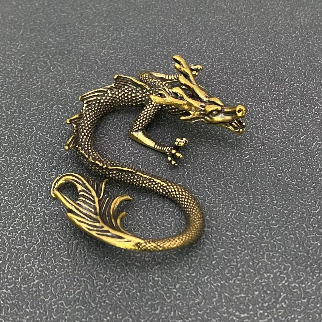 Brass Chinese Dragon Desktop Ornament for protection altar decor and feng shui