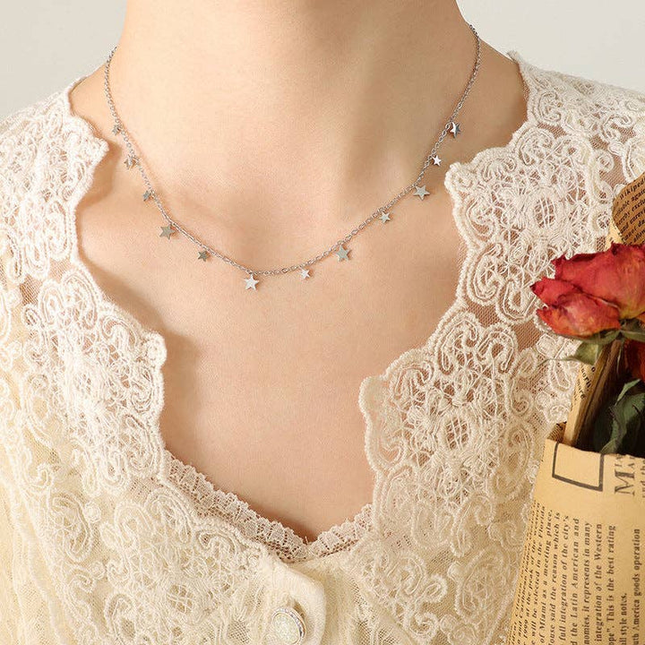 Evil Eye Star Leaf Charm Necklace