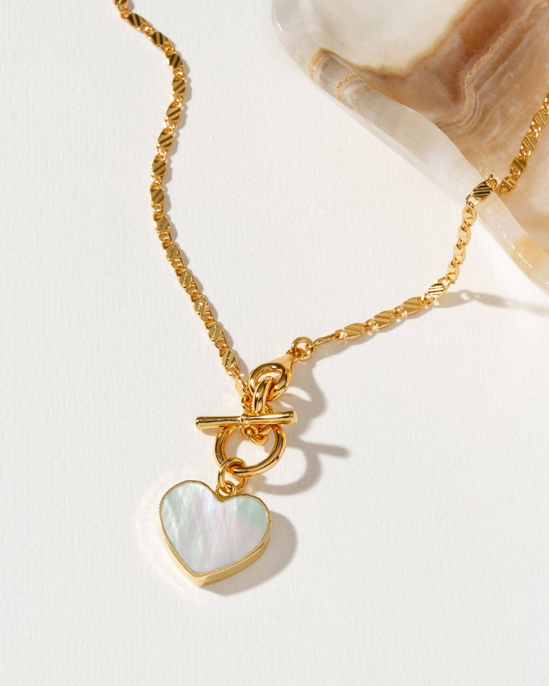 Self Love Toggle Necklace with luminous Mother of Pearl for coastal souls