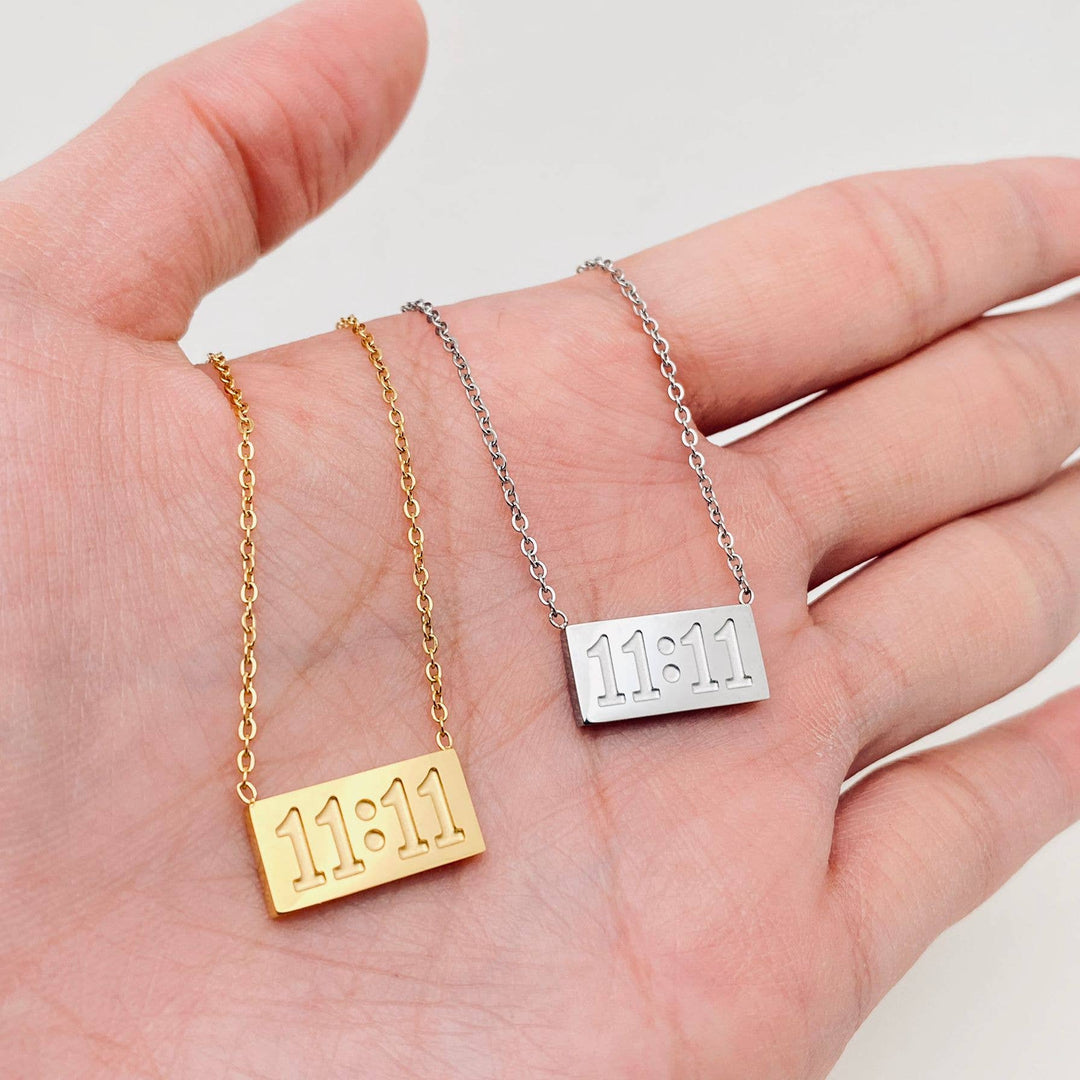 11:11 charm pendant stainless steel necklace for manifestation and spiritual intention jewelry
