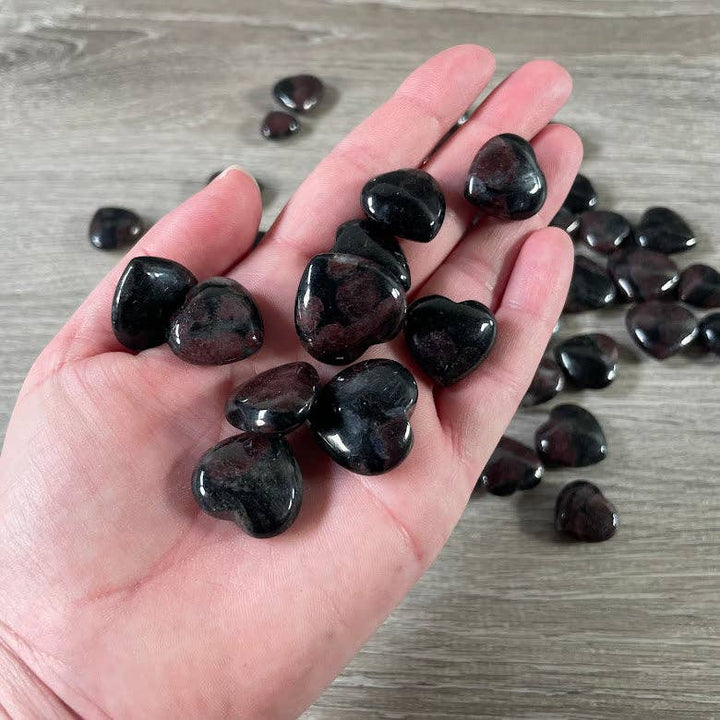 Garnet in Astrophyllite Heart – Small Crystal Hearts