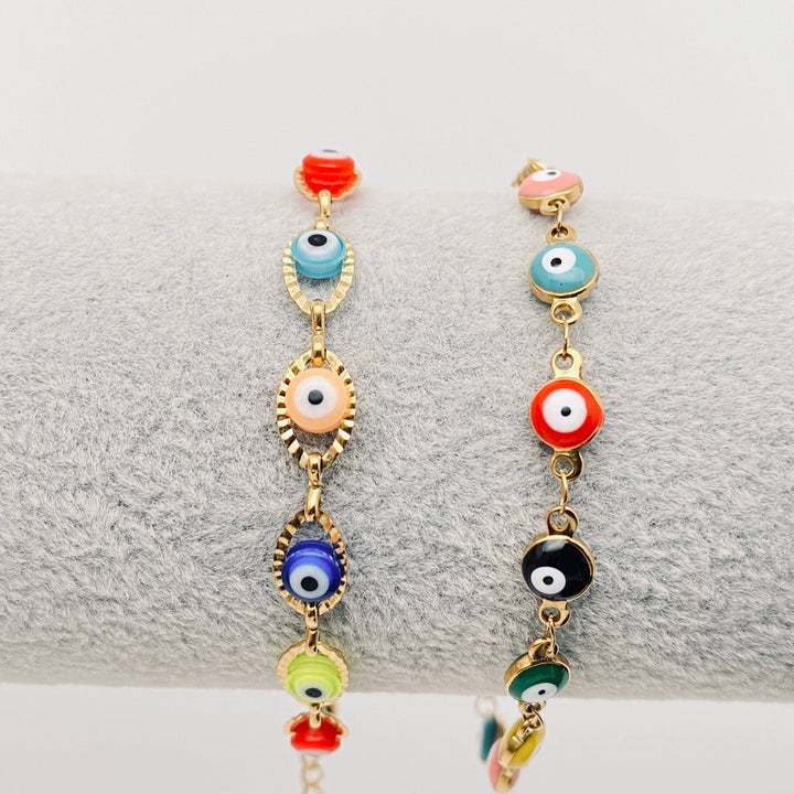 Evil Eye Bracelet 18K gold plated stainless steel boho protection talisman jewelry