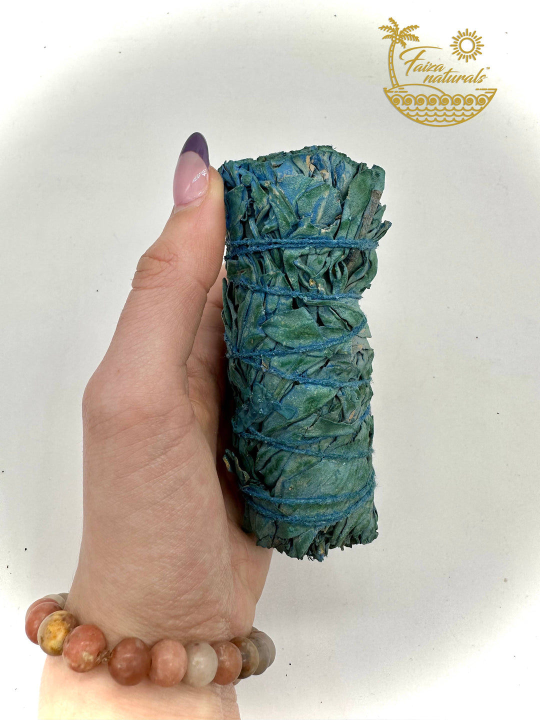 Handcrafted Nag Champa White Sage herb bundle for coastal energy clearing rituals
