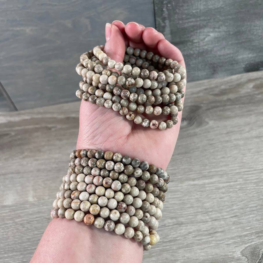 Healing crystal bracelets 6mm round natural gemstone stretch stackable boho coastal jewelry