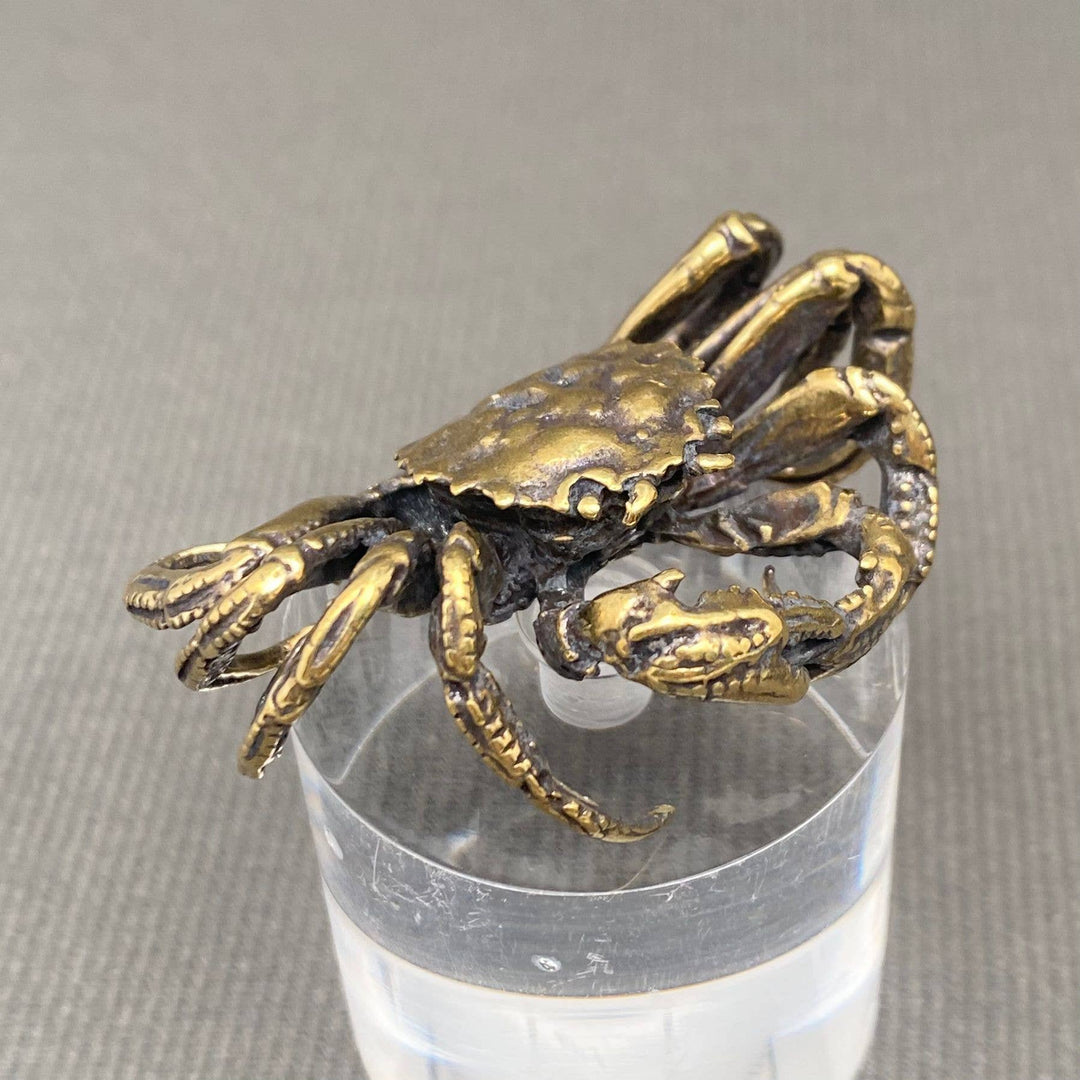 Brass Hairy Crab Desktop Ornament handcrafted protection symbol for coastal spiritual decor