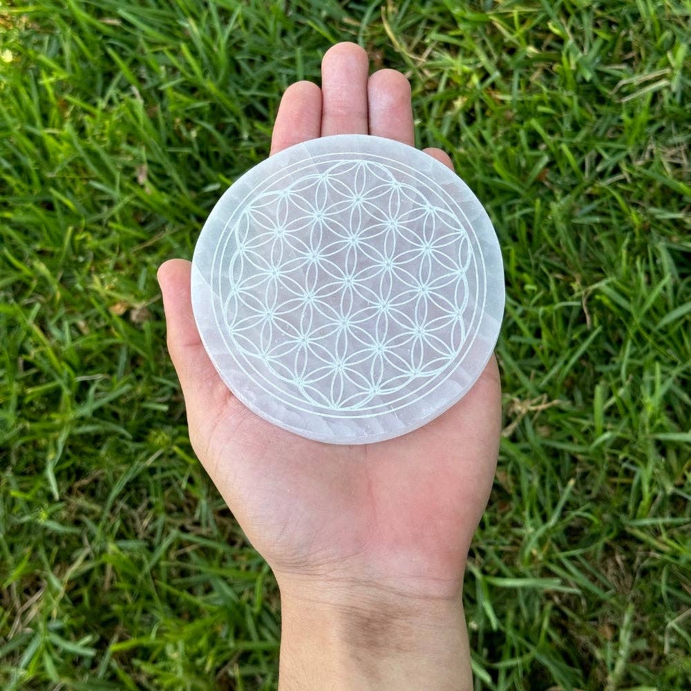 Selenite - Flower of Life Coaster