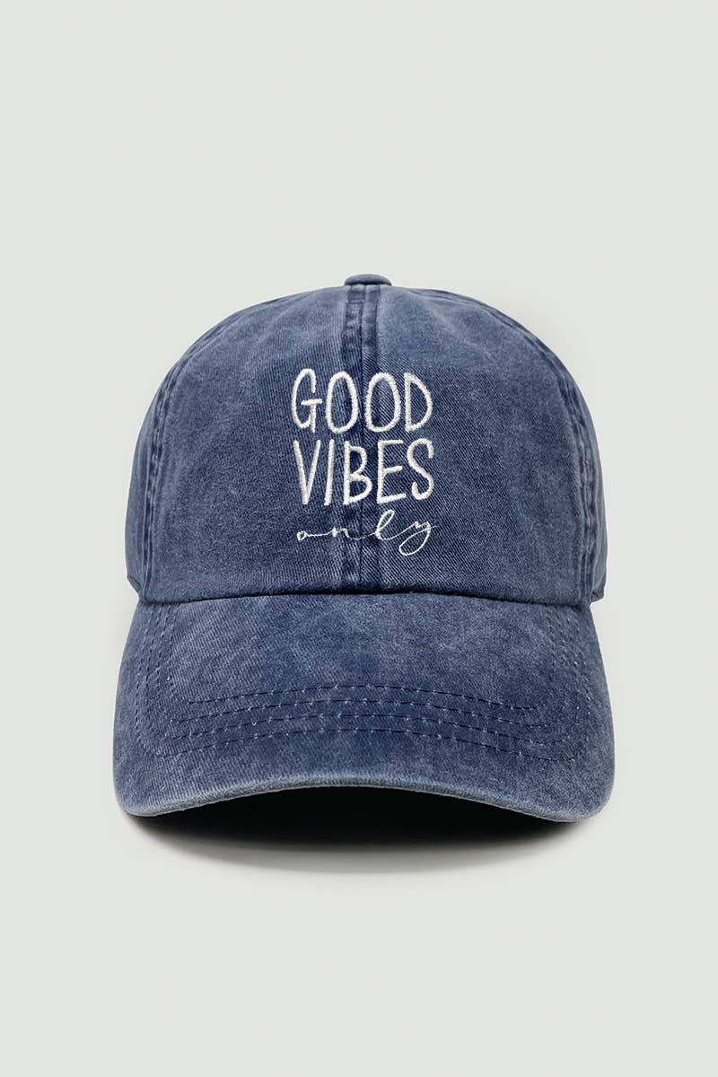 Good Vibes Only Baseball Cap with embroidered coastal boho style for everyday wear