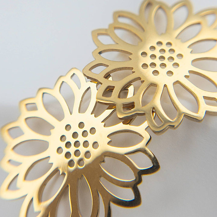 Sunflower earrings flower drop hypoallergenic jewelry perfect for a coastal bohemian style