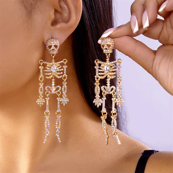 Sparkly Halloween Skeleton Earrings