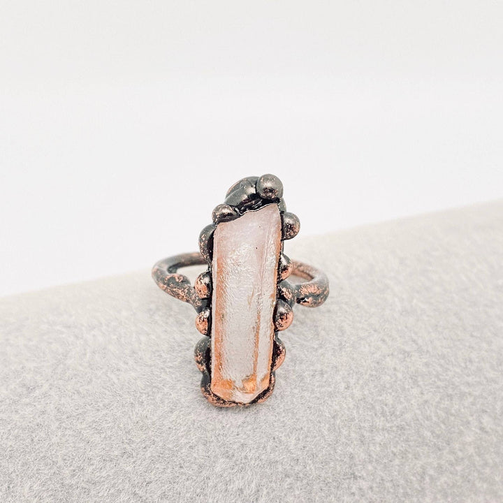 Vintage Clear Quartz Irregular Crystal Column Ring