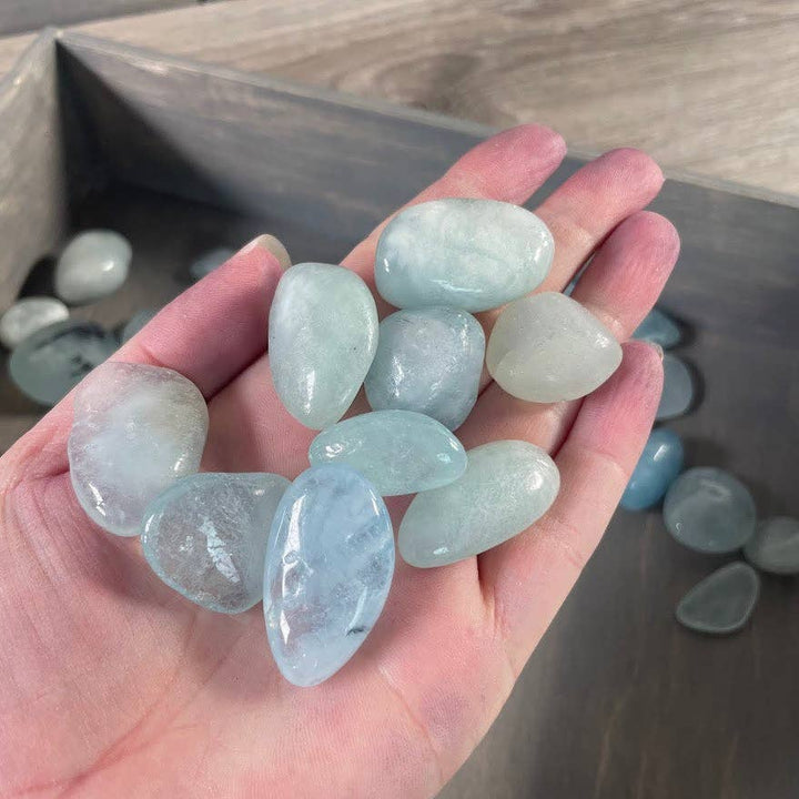 Aquamarine Tumbled Stones in Bulk - Sold by the Pound