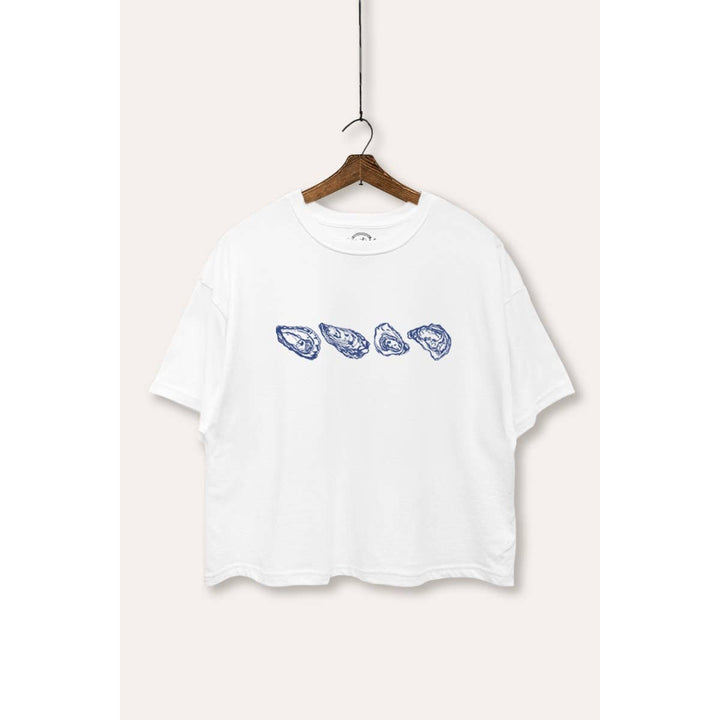 Oyster Coastal Graphic Boxy Crop Top