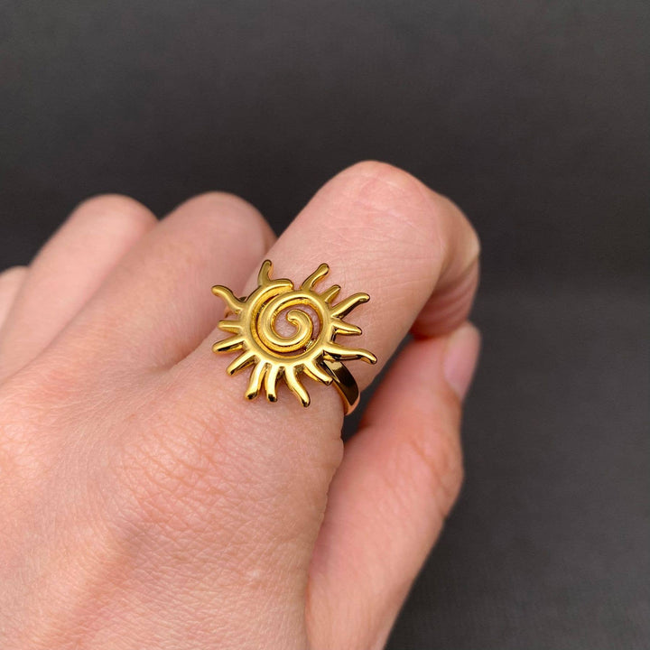 Vortex Sun 18K Gold Plated SS Ring