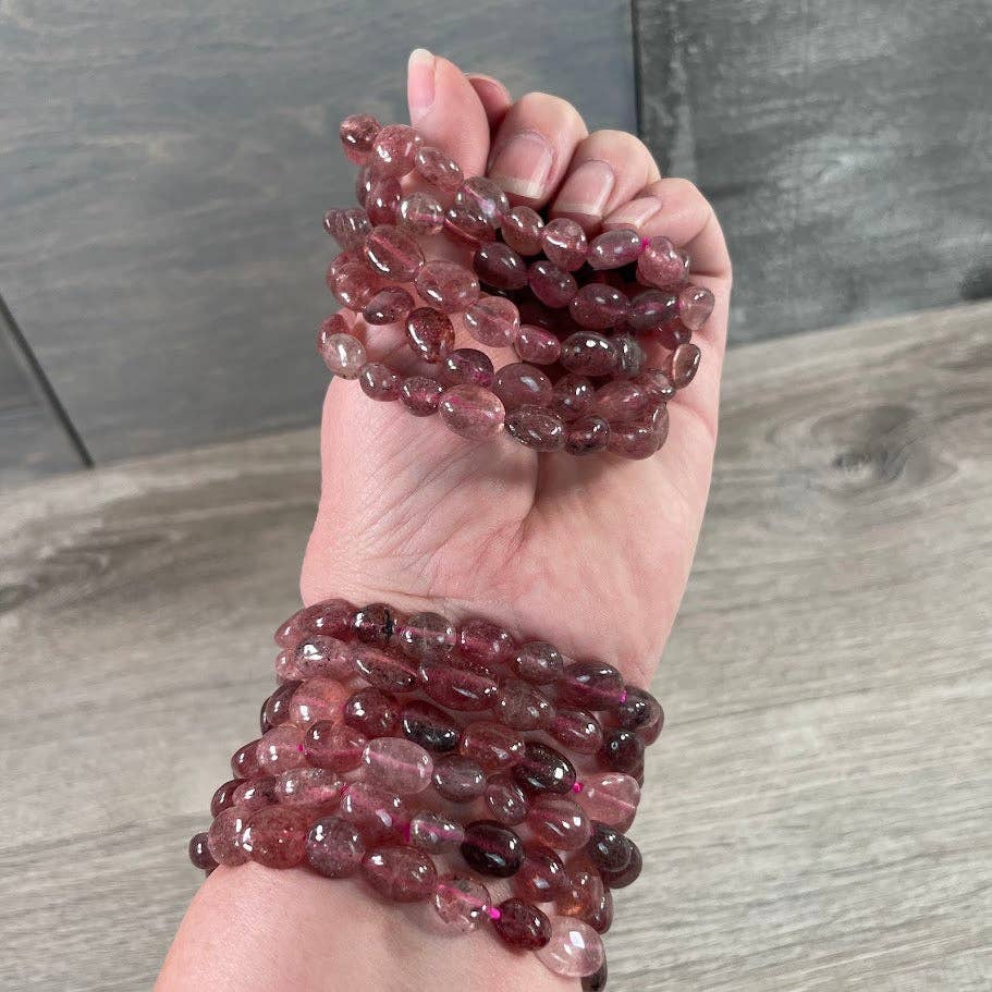 Healing crystal bracelet with natural nugget gemstones for boho spiritual layering style