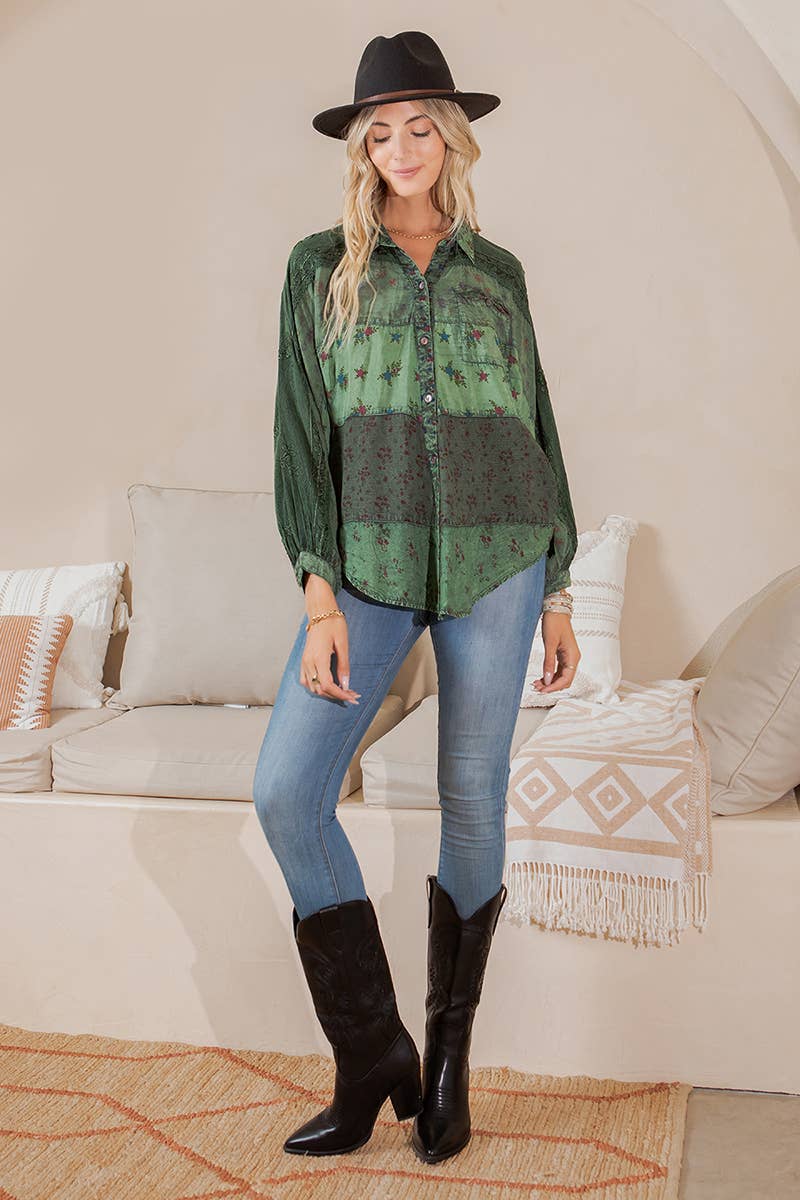 Long Sleeve Patchwork, Zodiac &amp; Constellation Design Top