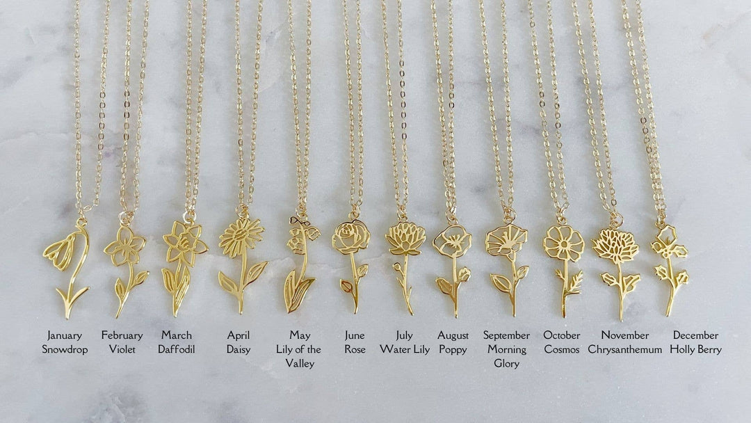 June-rose Gold Birth Flower Necklace delicate golden floral pendant for June birthdays