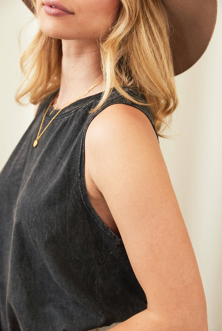 Sunshine State of Mind mineral wash graphic tank top with relaxed boho coastal fit