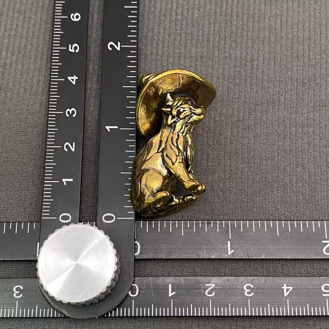 Brass Magic Cat Desktop Ornament bringing prosperity and good fortune to boho sacred spaces