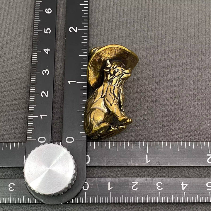 Brass Magic Cat Desktop Ornament bringing prosperity and good fortune to boho sacred spaces