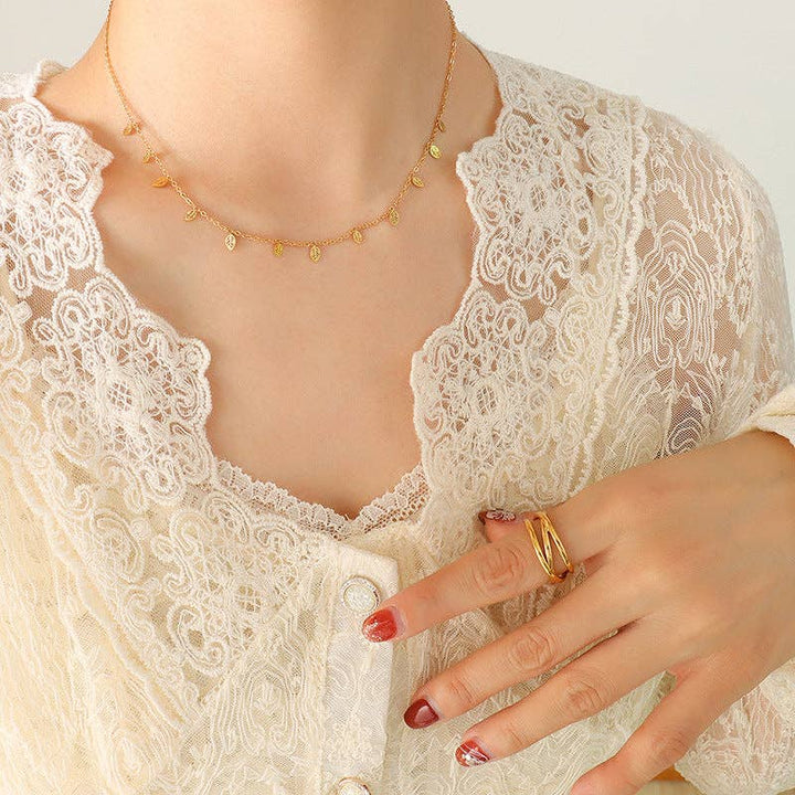 Evil Eye Star Leaf Charm Necklace